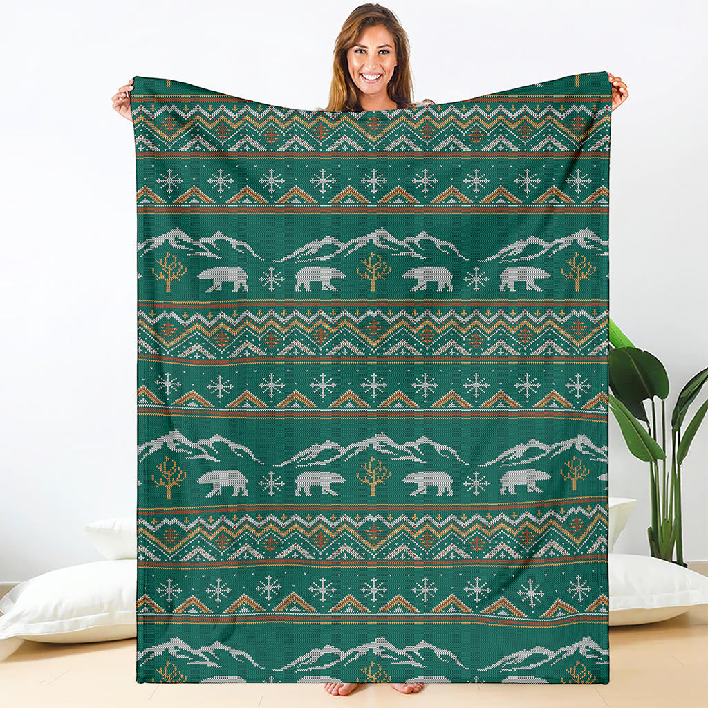 Polar Bear Knitted Pattern Print Blanket