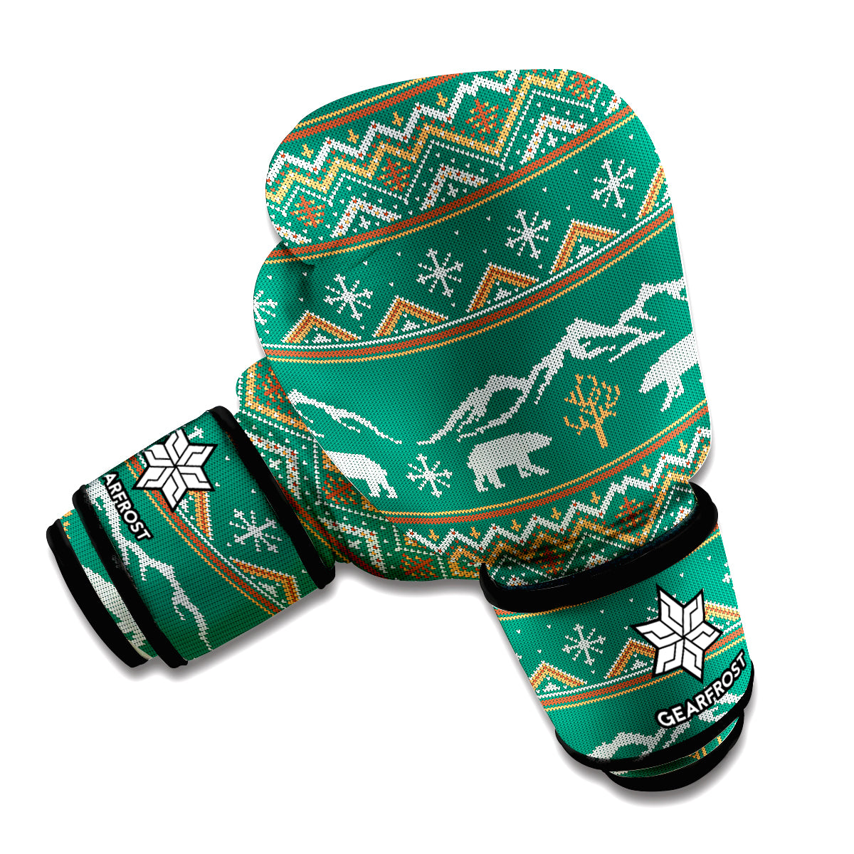 Polar Bear Knitted Pattern Print Boxing Gloves