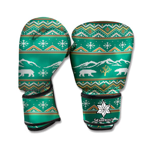 Polar Bear Knitted Pattern Print Boxing Gloves