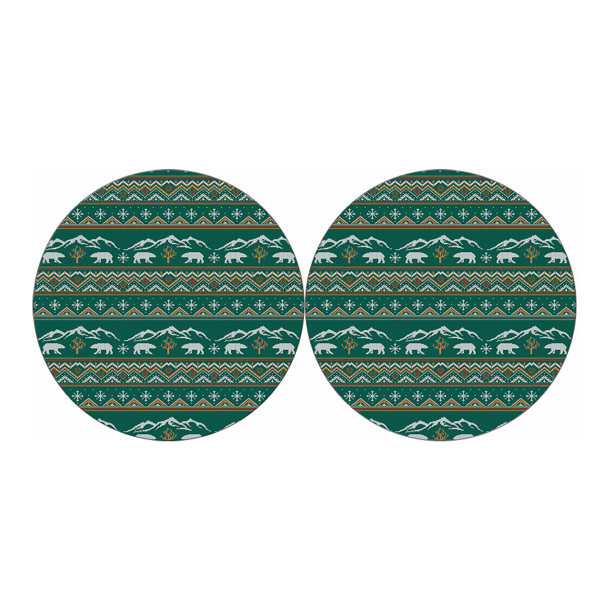 Polar Bear Knitted Pattern Print Car Coasters