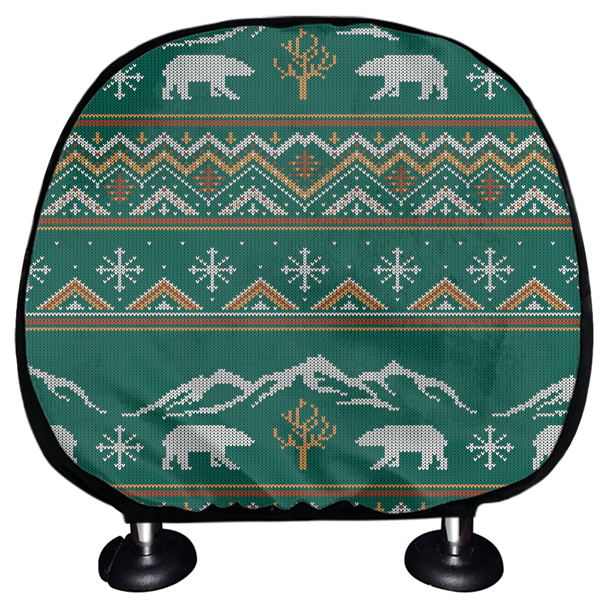 Polar Bear Knitted Pattern Print Car Headrest Covers
