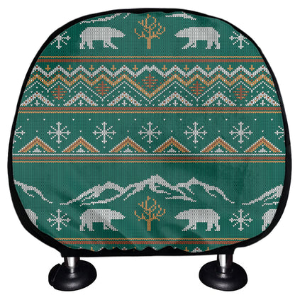 Polar Bear Knitted Pattern Print Car Headrest Covers