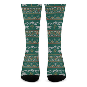 Polar Bear Knitted Pattern Print Crew Socks