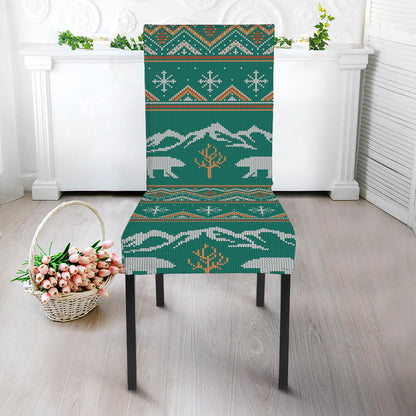 Polar Bear Knitted Pattern Print Dining Chair Slipcover
