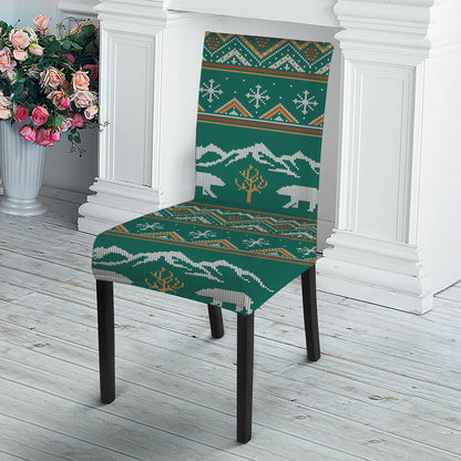 Polar Bear Knitted Pattern Print Dining Chair Slipcover