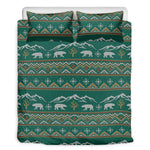 Polar Bear Knitted Pattern Print Duvet Cover Bedding Set