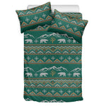Polar Bear Knitted Pattern Print Duvet Cover Bedding Set