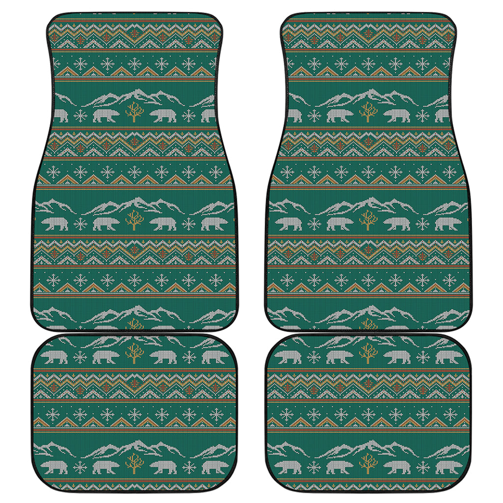 Polar Bear Knitted Pattern Print Front and Back Car Floor Mats