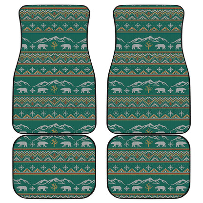 Polar Bear Knitted Pattern Print Front and Back Car Floor Mats