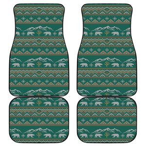 Polar Bear Knitted Pattern Print Front and Back Car Floor Mats