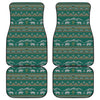 Polar Bear Knitted Pattern Print Front and Back Car Floor Mats