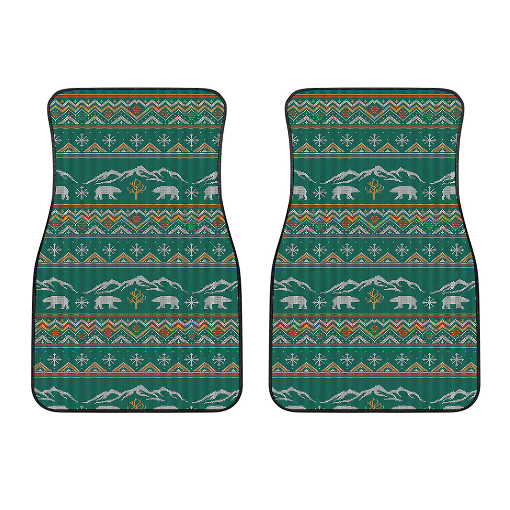 Polar Bear Knitted Pattern Print Front Car Floor Mats