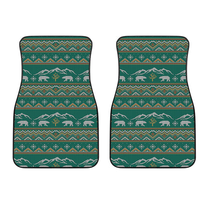 Polar Bear Knitted Pattern Print Front Car Floor Mats