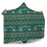 Polar Bear Knitted Pattern Print Hooded Blanket