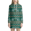 Polar Bear Knitted Pattern Print Pullover Hoodie Dress