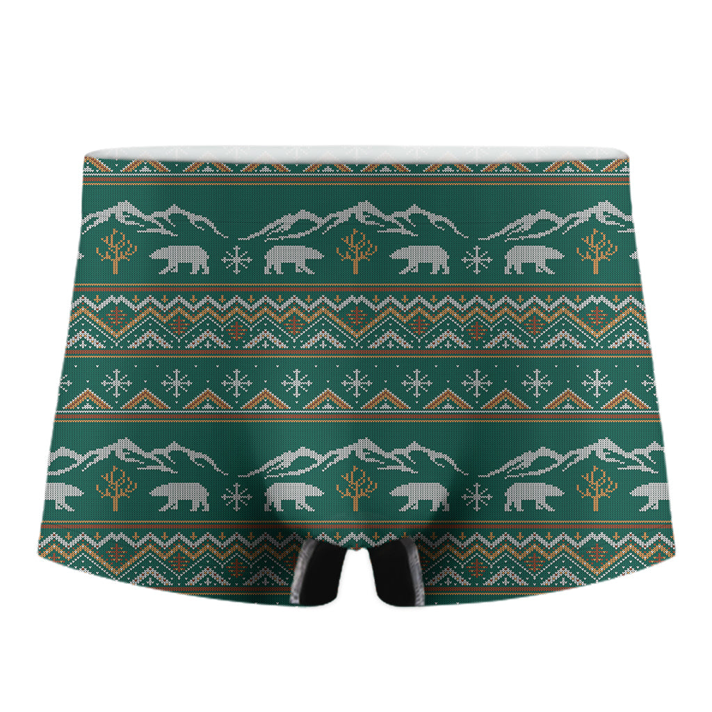 Polar Bear Knitted Pattern Print Men's Boxer Briefs