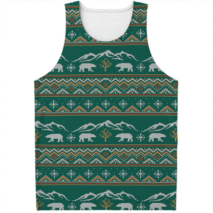 Polar Bear Knitted Pattern Print Men's Tank Top