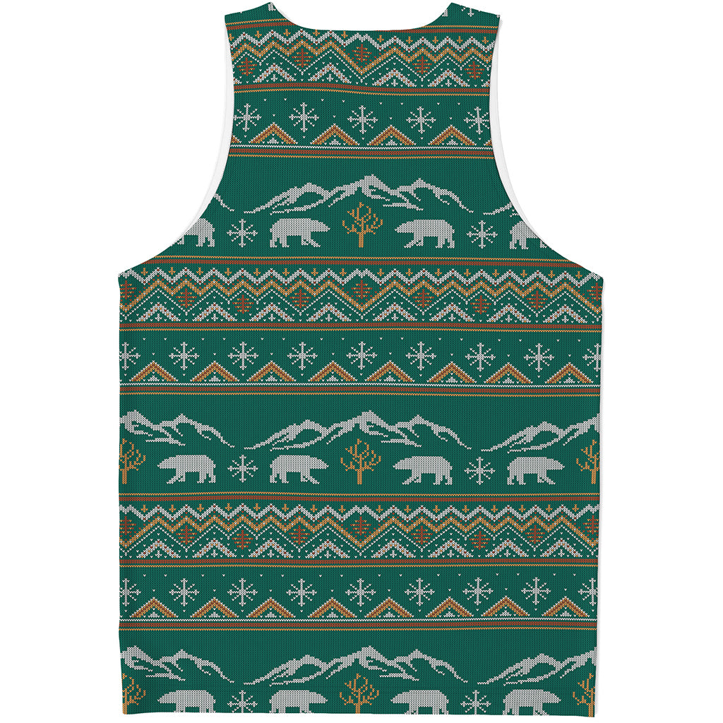 Polar Bear Knitted Pattern Print Men's Tank Top