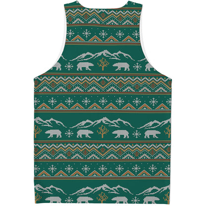 Polar Bear Knitted Pattern Print Men's Tank Top