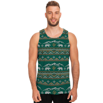 Polar Bear Knitted Pattern Print Men's Tank Top
