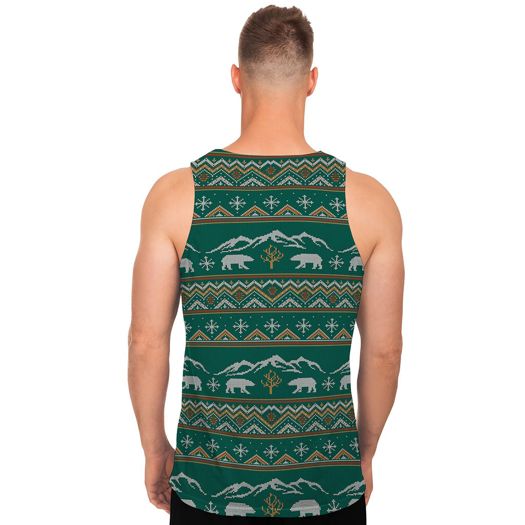 Polar Bear Knitted Pattern Print Men's Tank Top