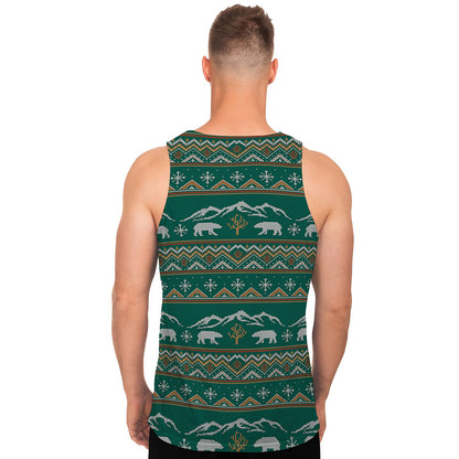 Polar Bear Knitted Pattern Print Men's Tank Top