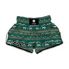 Polar Bear Knitted Pattern Print Muay Thai Boxing Shorts