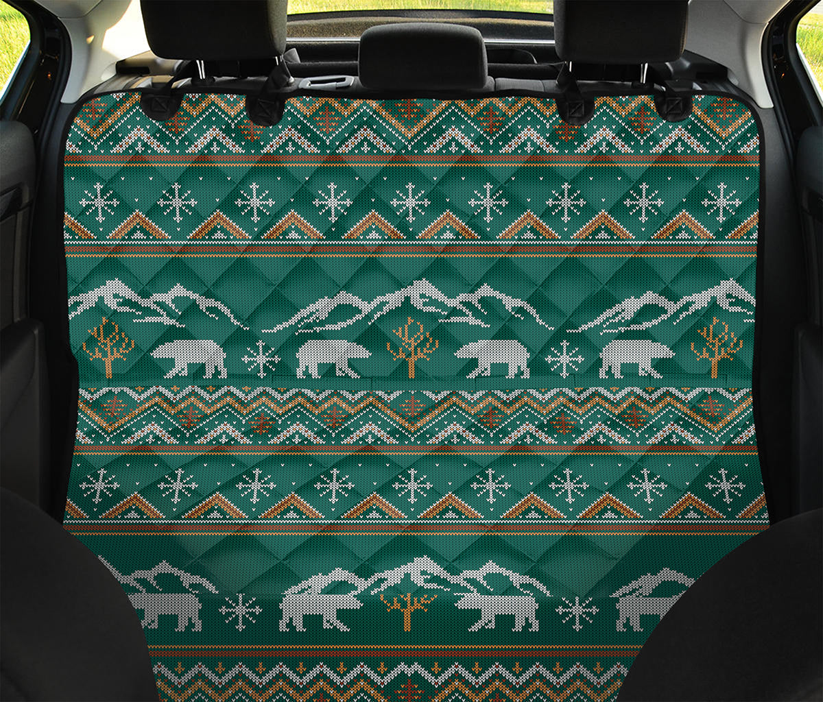 Polar Bear Knitted Pattern Print Pet Car Back Seat Cover