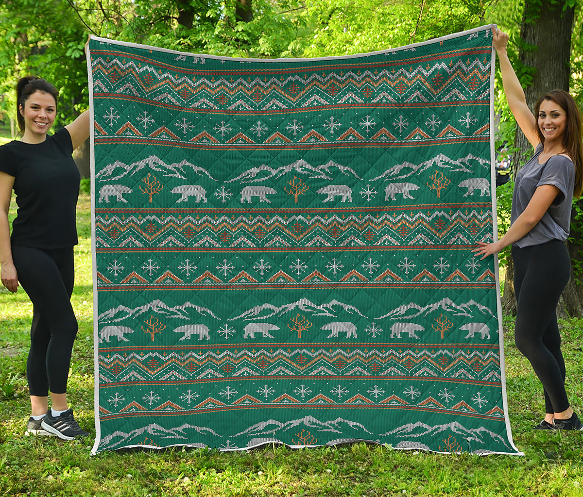 Polar Bear Knitted Pattern Print Quilt