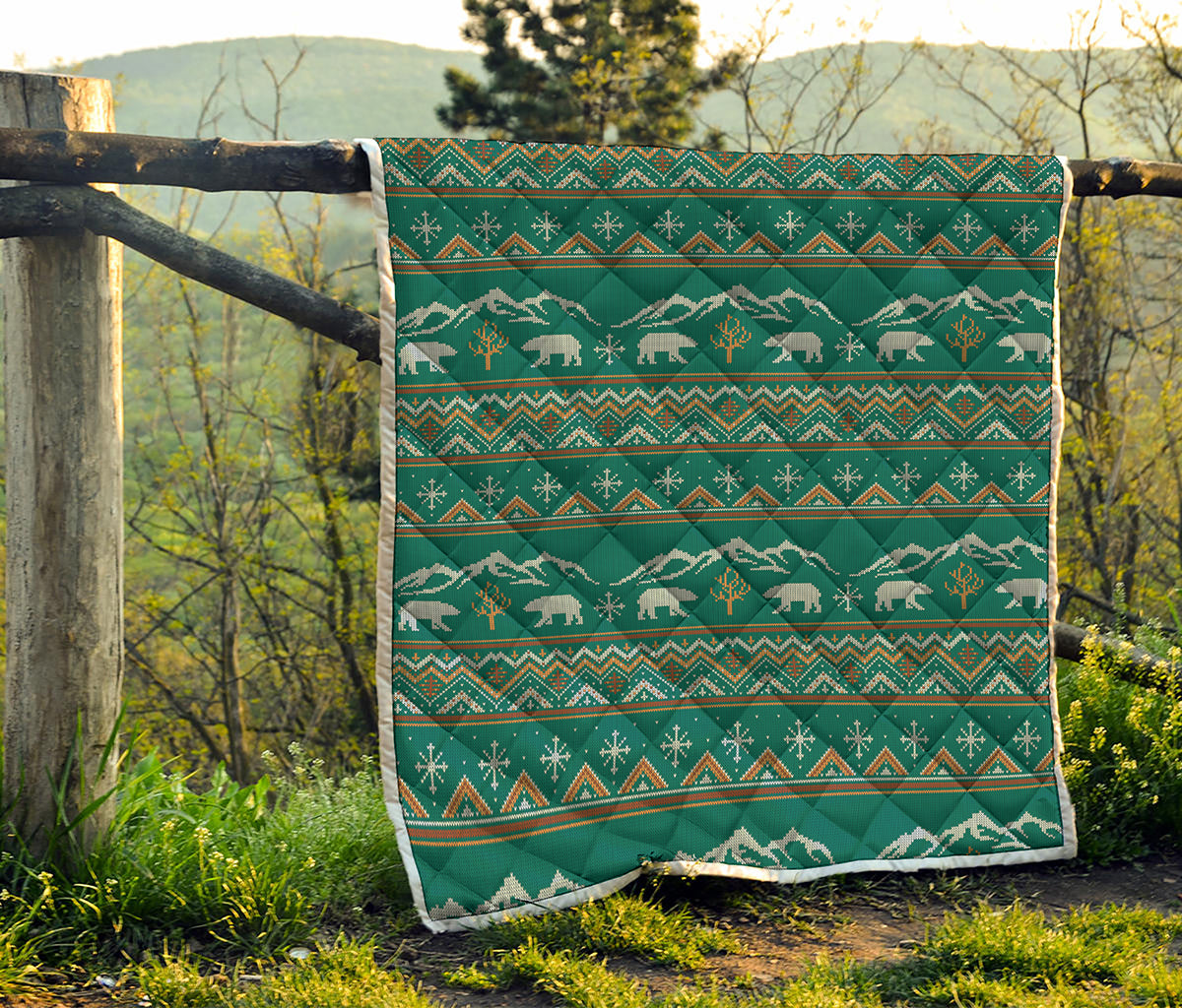 Polar Bear Knitted Pattern Print Quilt