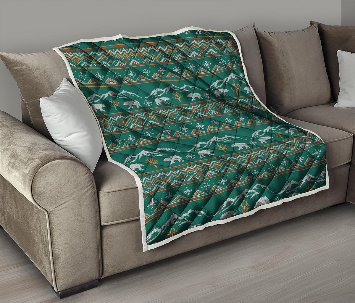 Polar Bear Knitted Pattern Print Quilt