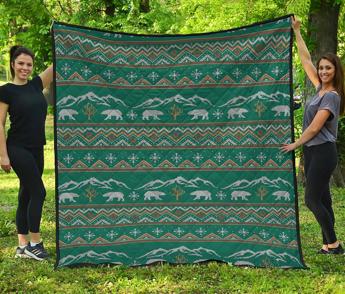 Polar Bear Knitted Pattern Print Quilt