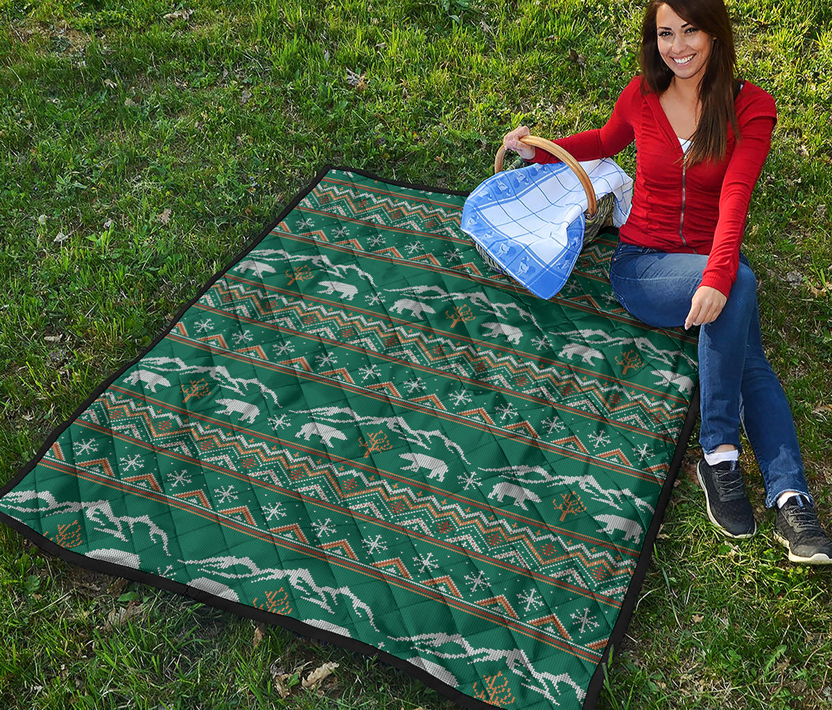 Polar Bear Knitted Pattern Print Quilt