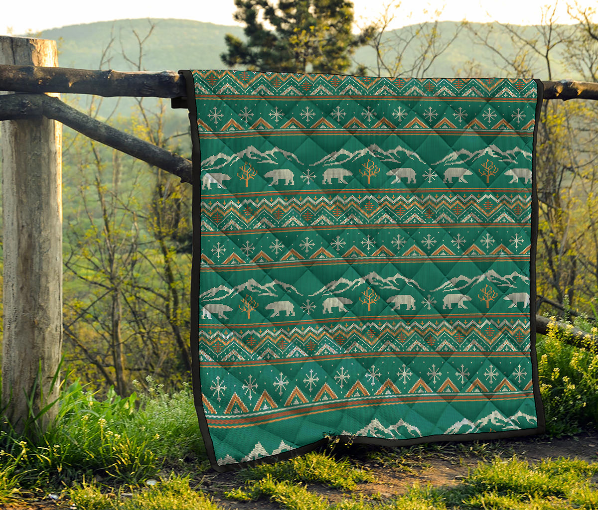 Polar Bear Knitted Pattern Print Quilt
