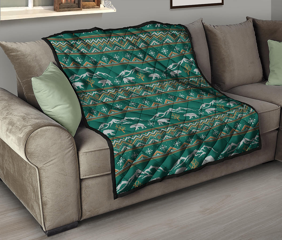 Polar Bear Knitted Pattern Print Quilt