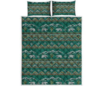 Polar Bear Knitted Pattern Print Quilt Bed Set
