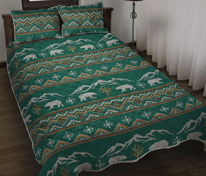 Polar Bear Knitted Pattern Print Quilt Bed Set
