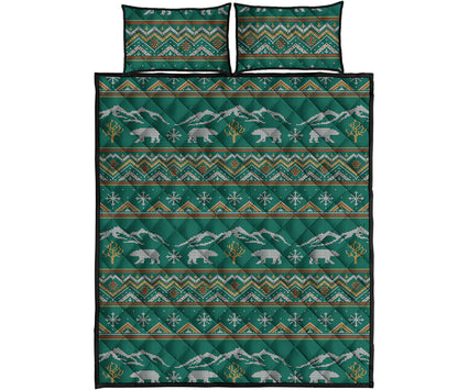 Polar Bear Knitted Pattern Print Quilt Bed Set