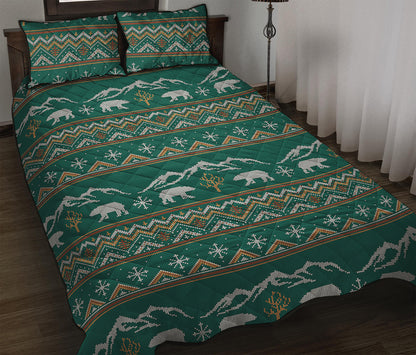 Polar Bear Knitted Pattern Print Quilt Bed Set