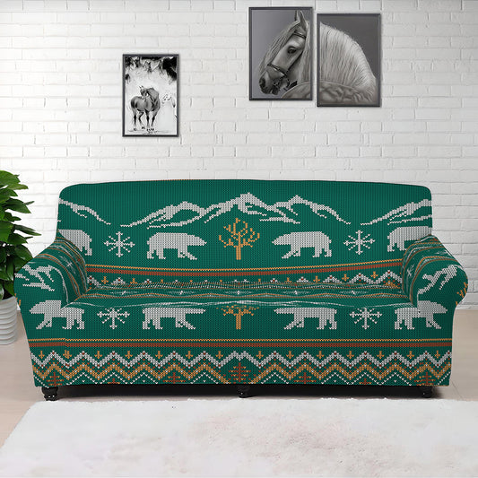 Polar Bear Knitted Pattern Print Sofa Cover