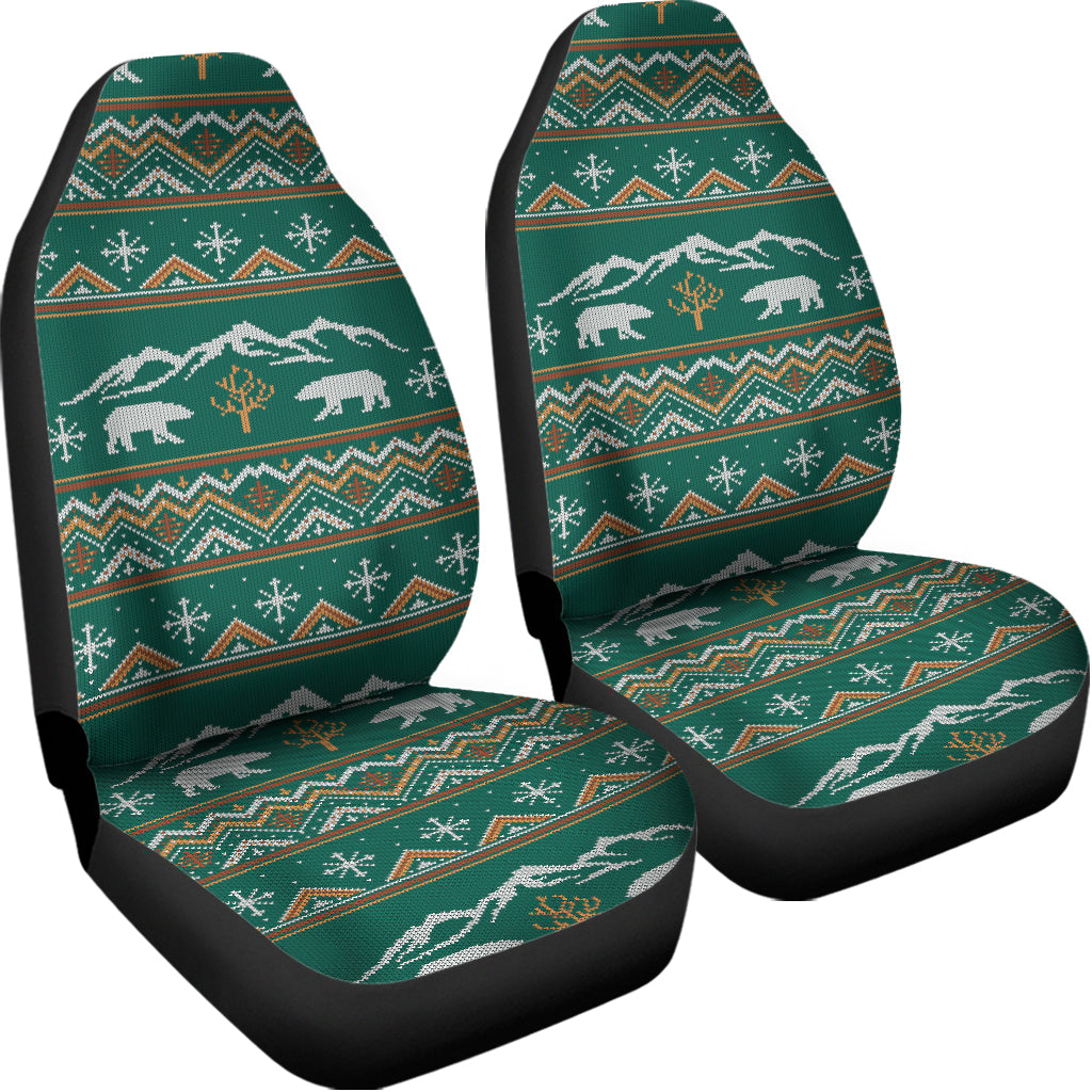 Polar Bear Knitted Pattern Print Universal Fit Car Seat Covers