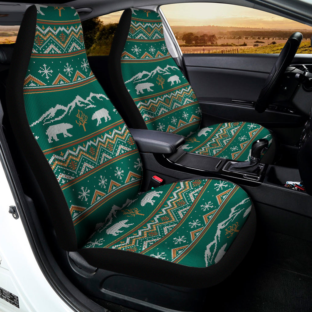 Polar Bear Knitted Pattern Print Universal Fit Car Seat Covers