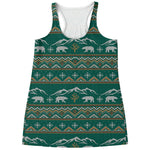 Polar Bear Knitted Pattern Print Women's Racerback Tank Top