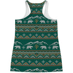 Polar Bear Knitted Pattern Print Women's Racerback Tank Top