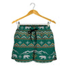 Polar Bear Knitted Pattern Print Women's Shorts