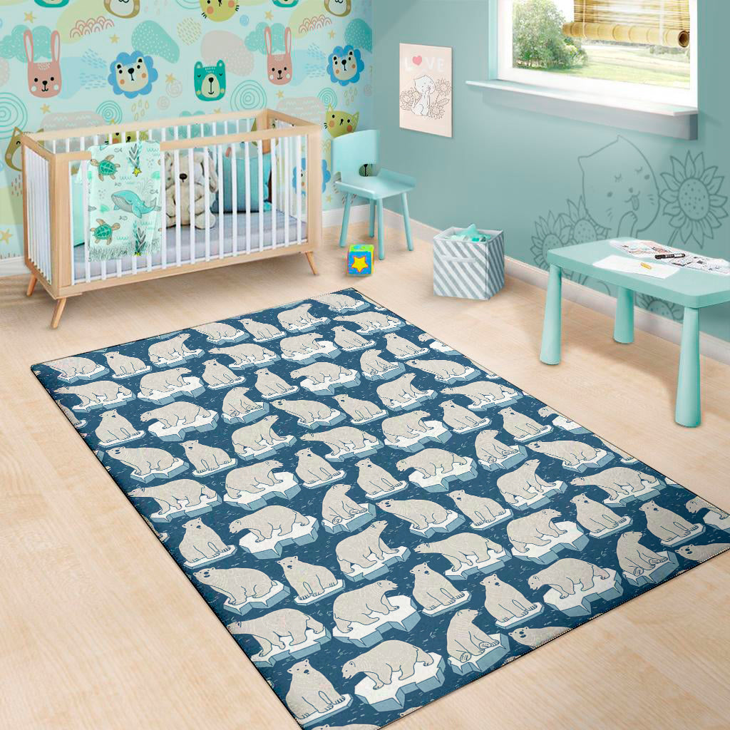 Polar Bear On Ice Pattern Print Area Rug