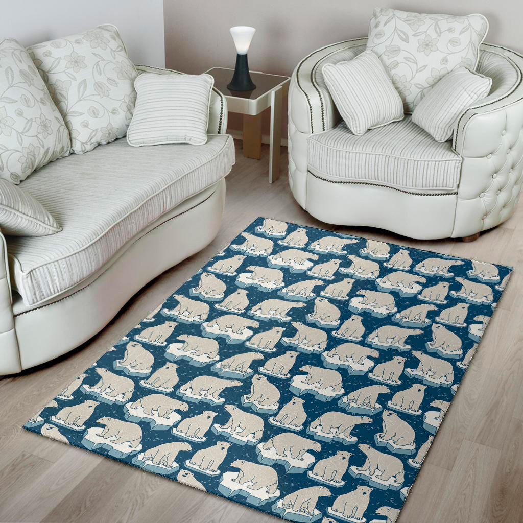 Polar Bear On Ice Pattern Print Area Rug