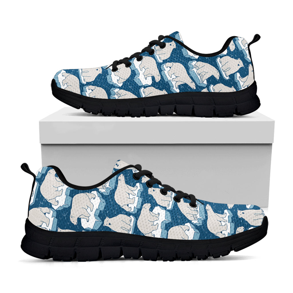 Polar Bear On Ice Pattern Print Black Sneakers