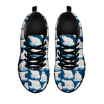 Polar Bear On Ice Pattern Print Black Sneakers