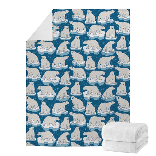 Polar Bear On Ice Pattern Print Blanket